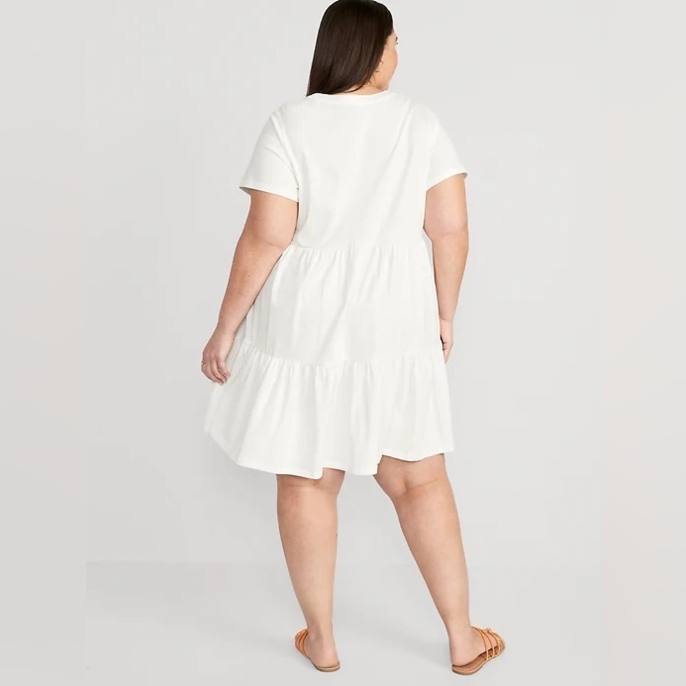 NWT! Ivory Tiered Mini Swing T-Shirt Dress for Women - Small 💜 - Picture 8 of 10